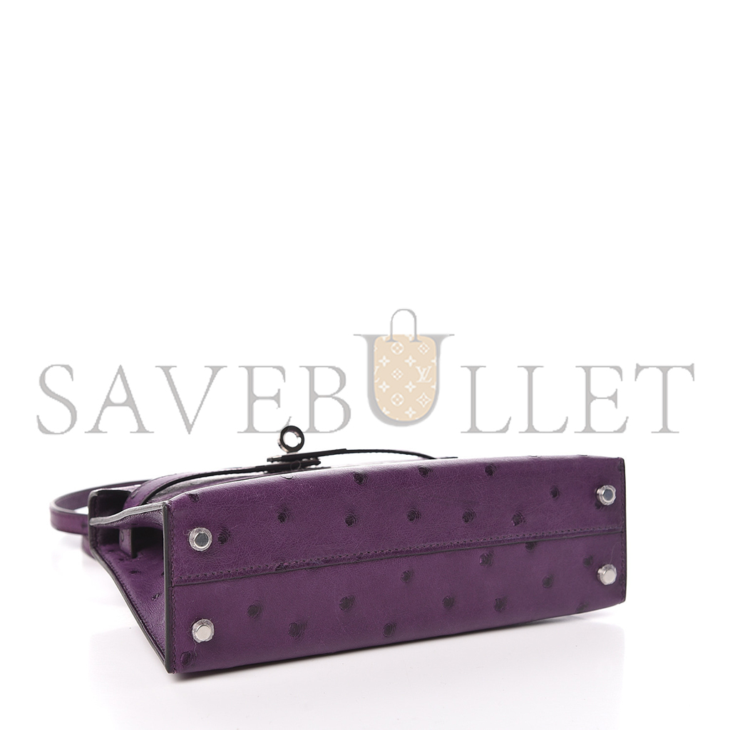 HERMÈS MASTER OSTRICH MINI KELLY II SELLIER VIOLINE (19*12*5.5cm)